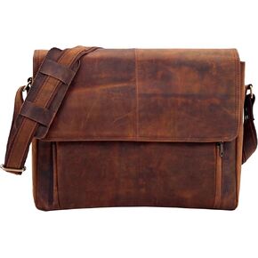 Vintage Leather Briefcase for Men – 17 Inch Laptop Computer Bag, Business Travel Work Messenger Crossbody Shoulder Bag, Office Handbag Professional Carry Case in Saudi Arabia