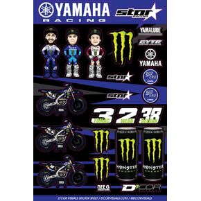 D'cor Visuals MEY TeamDecal Sticker Sheet for Dirt Bike & Motocross – 12 Mil Vinyl Graphics Kit, Compatible with Yamaha – Emblems Pack, 19"x12" Tomac, Webb, Deegan Racing Stickers in Kuwait