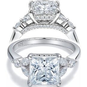 D Colors VVS1 Moissanite Rings for Women 925 Sterling Silver Engagement Rings for Her Bridal Anniversary Size 5-10 in Kuwait