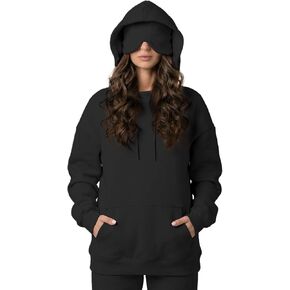 Ainangua Womens Oversized Pullover Essentials Hoodie with Eye Mask Comfor Airplane Mode Travel Office Vacation Sweatshirt in Kuwait