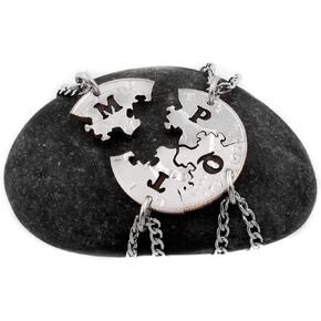 مجموعة قلادات مكونة من 4 قطع ألغاز مع الأحرف الأولى المخصصة، وهدايا BFF، وقطع الصور المقطوعة، وهدية أفضل الأصدقاء، وعملة متشابكة مقطوعة يدويًا، حسب NameCoins in Kuwait