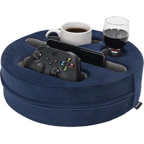 حامل وسادة كأس للأريكة – كوب زجاجي وسادة مريحة | حامل أكواب على شكل أريكة للسرير للوجبات الخفيفة والمشروبات وجهاز التحكم عن بعد | أريكة للمشروبات للسيارة، والمركبات الترفيهية، وغرفة المعيشة، والقارب، وغرفة النوم (أزرق داكن) in Kuwait