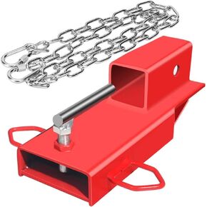 Universal 2" Forklift Trailer Hitch Attachment Adapter, Heavy Duty Clamp-on Forklift Ball Hitch Attachment, Red Forklift Hitch Attachment with Chain for Pallet Forks in Kuwait