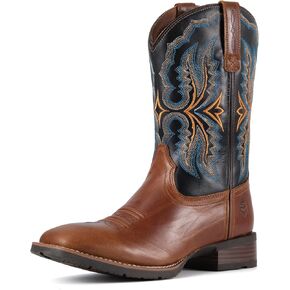 أحذية SUREWAY الغربية - حذاء عمل رجالي بمقدمة مربعة، حذاء طويل من الجلد قابل للسحب، حذاء رعاة البقر كلاسيكي متين مقاوم للانزلاق بمقدمة ناعمة in Kuwait