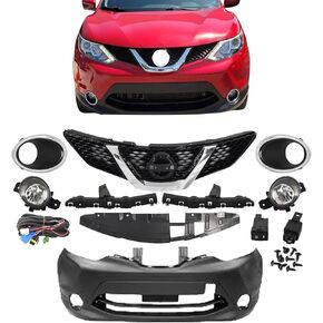 JX RACING Front Bumper Cover Grille Kit Compatible with 2017 2018 2019 Nissan Rogue Sport Upper Grill W/O Camera Hole Fog Lights Lamps Cover Bezel Bumper Bracket NI1000318 620226MA0H 62222DF3OA in Kuwait