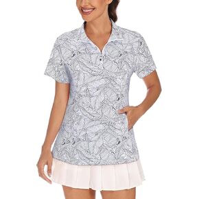 Tanst Sky Womens Golf Shirts Short Sleeve Zip Up Collared Quick Dry Workout Tennis Tops with Pockets in Kuwait