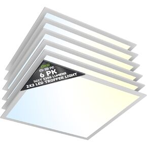 OKQ 2x4 LED Flat Panel Light Drop Ceiling Office Fixture, 30/40/50W Selectable, 5000K 5CCT Switchable, 0-10V Dimmable, 24x48 Inch LED Flush Mount Ceiling Light, ETL Listed 4 Pack in Kuwait