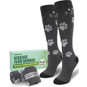 جوارب ضغط للنساء 15-20 مم زئبق، فسكوز من الخيزران، 3 أزواج عالية حتى الركبة للسفر والعمل والراحة طوال اليوم in Kuwait