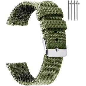 حزام ساعة من النايلون سريع الإصدار مع إبزيم معدني فضي، حزام ساعة من القماش للرجال والنساء، مقاس بديل 18 مم/20 مم/22 مم/24 مم in Kuwait