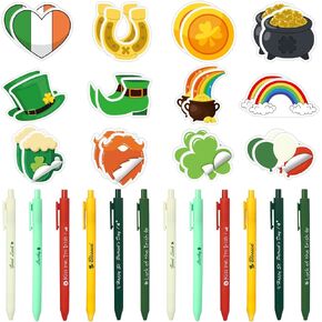 48 Pcs St. Patrick's Day Sticky Notes and Pens Bulk for Kids Classroom Gifts Appreciation Gifts 24 Irish Theme Ballpoint Pens 24 Green Lucky Sticky Notes for Office, Irish Festival for Coworkers in Kuwait