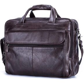 Genuine Leather Briefcase for Men 15.6 Inch Laptop Computer Case Business Travel Work Messenger Cross Body Shoulder Bags(Brown) in Kuwait