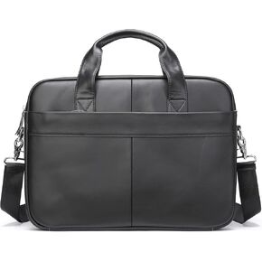 15'' Leather Laptop Work Bag Office Business Briefcase Messenger for Men(Black) in Kuwait