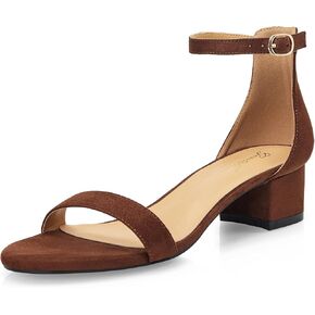 GENSHUO Low Chunky Heels for Women, 2 Inches Block Heel Sandals, Open Toe Ankle Strap Strappy Shoes, Dressy Work Office Wedding Party Dates Occasions in Kuwait