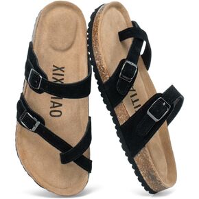 XIXITIAO Suede Sandals Womens with Arch Support, Cork Footbed Womens Slides Sandals with Memory Foam, Cross Straps Flat Sandals with Adjustable Buckle in Kuwait