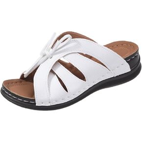 Women's Wedge Sandals Leather Slippers Open Toe Fish Mouth Wedge Slides Sandal Comfortable Slipper Summer Slip On Beach Shoes in Kuwait