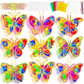 Lonfliness 30Pcs Halloween Suncatcher Kit Halloween Window Art DIY Suncatcher Crafts for Kids Spider Web Sun Catcher Craft Stained Glass Effect Tissue Paper Halloween Party Favors Kids Classroom Decor in Kuwait