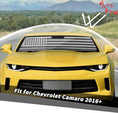 مظلة سيارة لسيارة تشيفي كامارو، حاجب من الشمس للزجاج الأمامي بعلم أمريكي مناسب لسيارة شيفروليه كامارو 2016-2023 in Kuwait