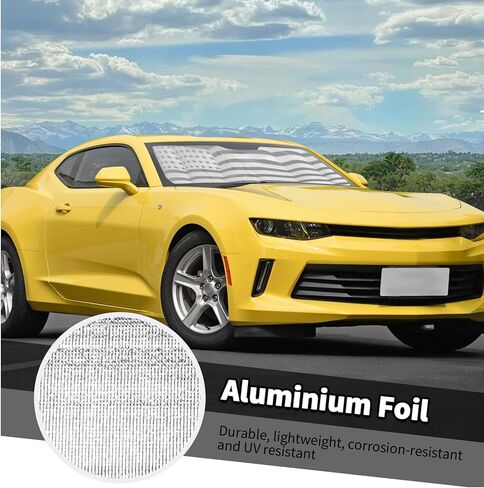 مظلة سيارة لسيارة تشيفي كامارو، حاجب من الشمس للزجاج الأمامي بعلم أمريكي مناسب لسيارة شيفروليه كامارو 2016-2023 in Kuwait