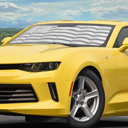 مظلة سيارة لسيارة تشيفي كامارو، حاجب من الشمس للزجاج الأمامي بعلم أمريكي مناسب لسيارة شيفروليه كامارو 2016-2023 in Kuwait