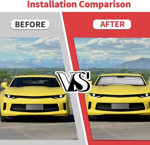 مظلة سيارة لسيارة تشيفي كامارو، حاجب من الشمس للزجاج الأمامي بعلم أمريكي مناسب لسيارة شيفروليه كامارو 2016-2023 in Kuwait