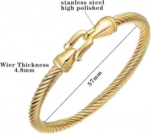 Gold plated twisted Cable Bracelet Stylish Fine Stainless Steel Cable Cuff Bracelet with Hook Clasp Bracelets Jewelry for Women in Saudi Arabia