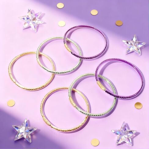 mardi gras Bracelets, Glitter Filled Silicone Jelly Bangles for Women, Waterproof Purple Green Gold mardi gras Accessories for Carnival Party Decor in Kuwait