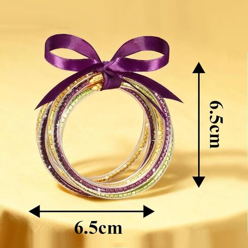mardi gras Bracelets, Glitter Filled Silicone Jelly Bangles for Women, Waterproof Purple Green Gold mardi gras Accessories for Carnival Party Decor in Kuwait