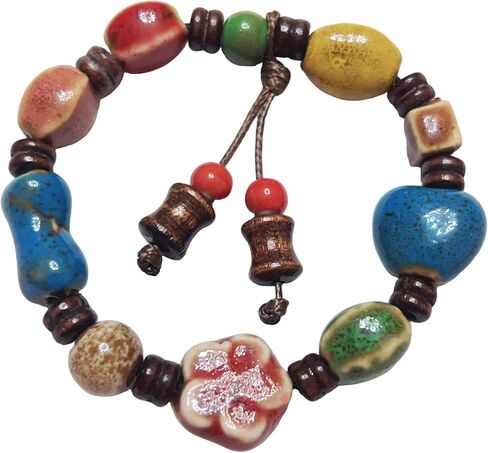 Boho Colorful Porcelain Ceramic Beaded Bracelets Summer Beach Elastic Stretch Bracelets Non Tarnish Handmade Bohemian Rainbow Stretchy Everyday Bracelet for Women Boho Jewelry Gift for Vacation in Saudi Arabia