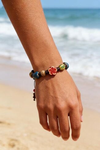 Boho Colorful Porcelain Ceramic Beaded Bracelets Summer Beach Elastic Stretch Bracelets Non Tarnish Handmade Bohemian Rainbow Stretchy Everyday Bracelet for Women Boho Jewelry Gift for Vacation in Saudi Arabia