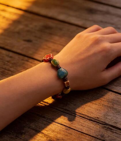 Boho Colorful Porcelain Ceramic Beaded Bracelets Summer Beach Elastic Stretch Bracelets Non Tarnish Handmade Bohemian Rainbow Stretchy Everyday Bracelet for Women Boho Jewelry Gift for Vacation in Saudi Arabia