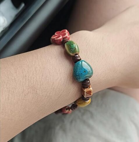 Boho Colorful Porcelain Ceramic Beaded Bracelets Summer Beach Elastic Stretch Bracelets Non Tarnish Handmade Bohemian Rainbow Stretchy Everyday Bracelet for Women Boho Jewelry Gift for Vacation in Saudi Arabia