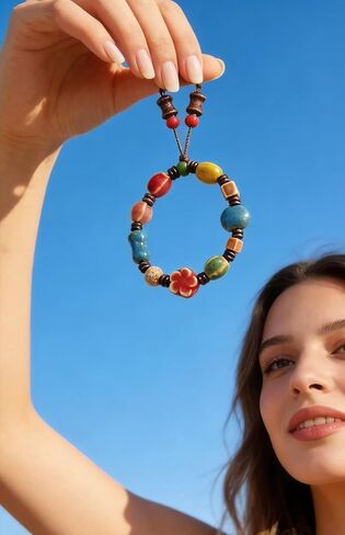 Boho Colorful Porcelain Ceramic Beaded Bracelets Summer Beach Elastic Stretch Bracelets Non Tarnish Handmade Bohemian Rainbow Stretchy Everyday Bracelet for Women Boho Jewelry Gift for Vacation in Saudi Arabia