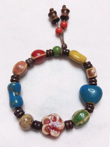 Boho Colorful Porcelain Ceramic Beaded Bracelets Summer Beach Elastic Stretch Bracelets Non Tarnish Handmade Bohemian Rainbow Stretchy Everyday Bracelet for Women Boho Jewelry Gift for Vacation in Saudi Arabia