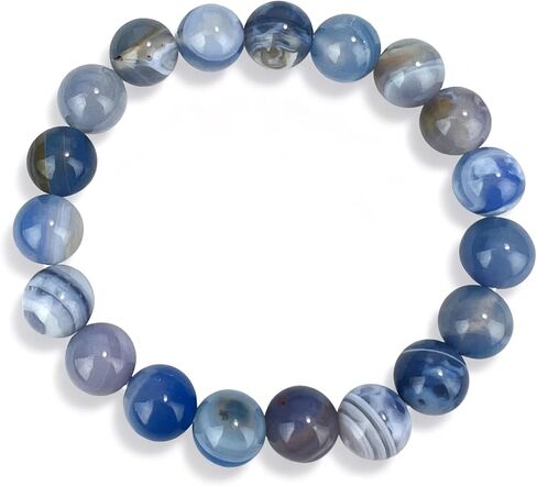 Blue Lace Agate Bracelet, Handmade Stretch Blue Bracelets for Women Men, 10mm Natural Gemstone Beaded Bracelet Spiritual Jewelry in Kuwait