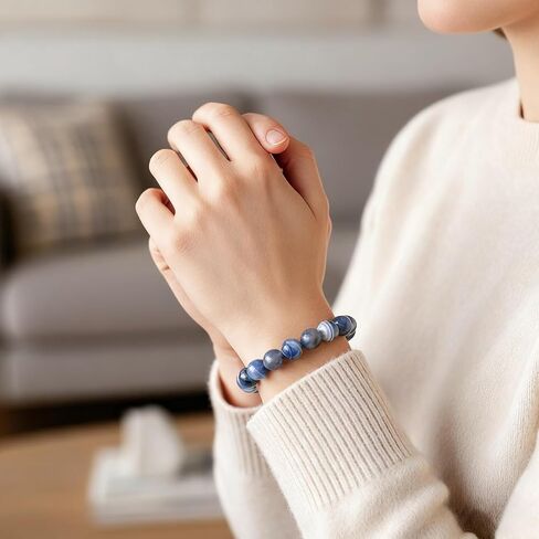 Blue Lace Agate Bracelet, Handmade Stretch Blue Bracelets for Women Men, 10mm Natural Gemstone Beaded Bracelet Spiritual Jewelry in Kuwait