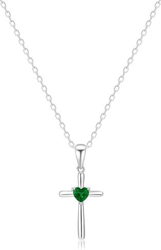 Cross Necklace for Women 925 Sterling Silver Heart Cubic Zirconia Necklaces Dainty Gemstones Jewelry Gifts for Her in Saudi Arabia