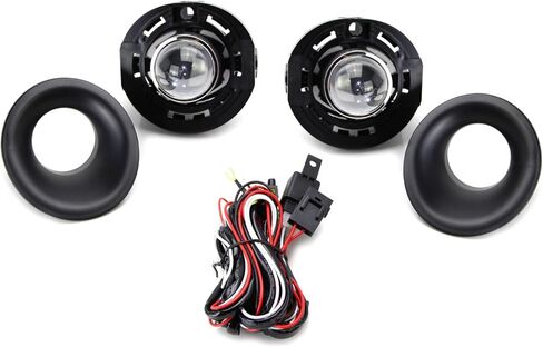 مجموعة مصابيح الضباب ذات العدسات الشفافة من iJDMTOY مع مصابيح هالوجين 9145، وأغطية الإطار، وأسلاك التتابع والتبديل المتوافقة مع دودج تشالنجر 2015-2023 in Kuwait