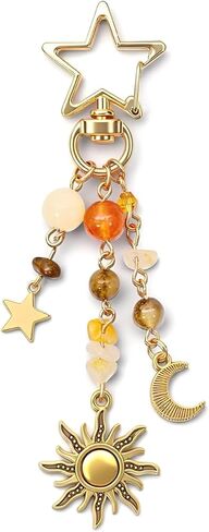 Sun and Moon Keychain Colorful Star Beads Gemstone Charm – Durability Y2K Aesthetic bag charms, purse charms for Women, Men, Handbag & Backpack Decoration in Saudi Arabia