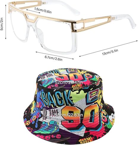 80s 90s الهيب هوب زي عدة مغني الراب اكسسوارات الزي للرجال النساء الشرير الذهب سلسلة دلو قبعة هوب أقراط in Saudi Arabia