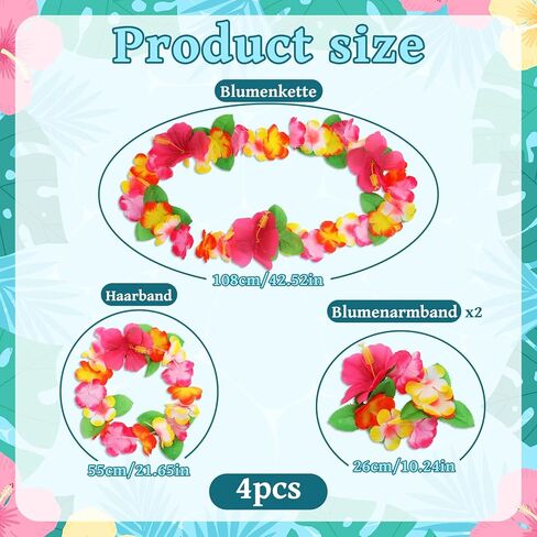 Hawaiian Outfits Accessories Set for Women, 8 PCS Hawaii Hula Dress Up Accessory for Summer Beach Favors Supplies in Saudi Arabia