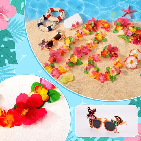 Hawaiian Outfits Accessories Set for Women, 8 PCS Hawaii Hula Dress Up Accessory for Summer Beach Favors Supplies in Saudi Arabia
