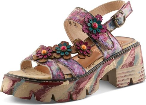 L'Artiste Macha Women’s Textured Leather Sandal with Supportive Block Heel in Saudi Arabia