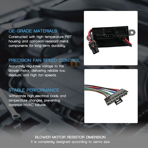 HVAC Blower Motor Resistor with Wire Harness Compatible with Gmc Sierra 1500 2500 3500 Yukon XL 1500 2500 1999-2007 Fit for Chevy Silverado 1500 2500 3500 Tahoe Suburban 1500 2500 1999-2007 in Kuwait