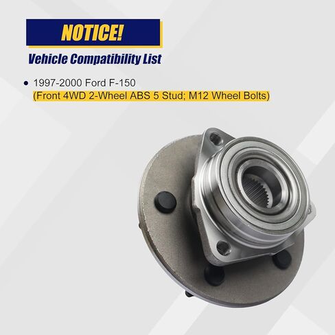 KUSATEC 515017 محمل العجلة الأمامية ومجموعة المحور متوافقة مع Ford F-150 1997 1998 1999 2000، 5 براغي العروة بدون ABS in Saudi Arabia
