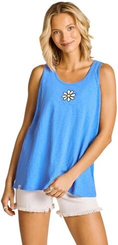Life is Good. Women's Mini Daisy Slub Easy Fit Tank, Athletic Blue in Saudi Arabia