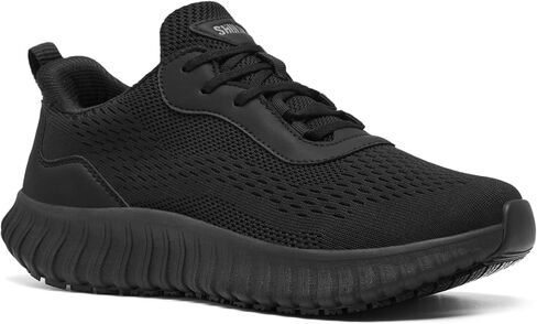 SHULOOK Women's Non Slip Work Shoes Slip-Resistant Kitchen Chef Restaurant Food Service Nurse Shoe Comfortable Mesh Breathable Walking Sneakers Black in Kuwait