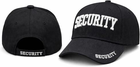 Security Hat Baseball Cap - Embroidered Front, Bill & Back - Adjustable Size - Gold or White Security Front in Saudi Arabia