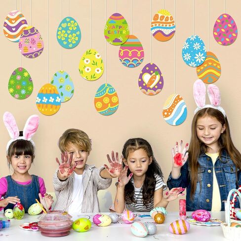 قطع بيضة عيد الفصح، قطع على شكل بيضة ملونة، قطع ورق من الورق المقوى الربيعي مع 100 قطعة من نقاط الصمغ لديكور لوحة الإعلانات في الفصل الدراسي، 48 قطعة in Saudi Arabia