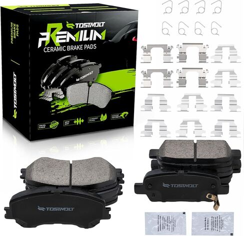 New 8pcs Complete Front+Rear Super Quiet Shimmed Slotted Ceramic Disc Brake Pads Set w/Hardware Compatible With 14-17 Rogue 2 Rows Seats 18-20 2.5L 17-23 Rogue Sport/Qashqai Manual Parking in Saudi Arabia
