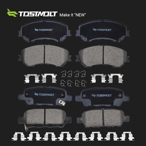 New 8pcs Complete Front+Rear Super Quiet Shimmed Slotted Ceramic Disc Brake Pads Set w/Hardware Compatible With 14-17 Rogue 2 Rows Seats 18-20 2.5L 17-23 Rogue Sport/Qashqai Manual Parking in Saudi Arabia